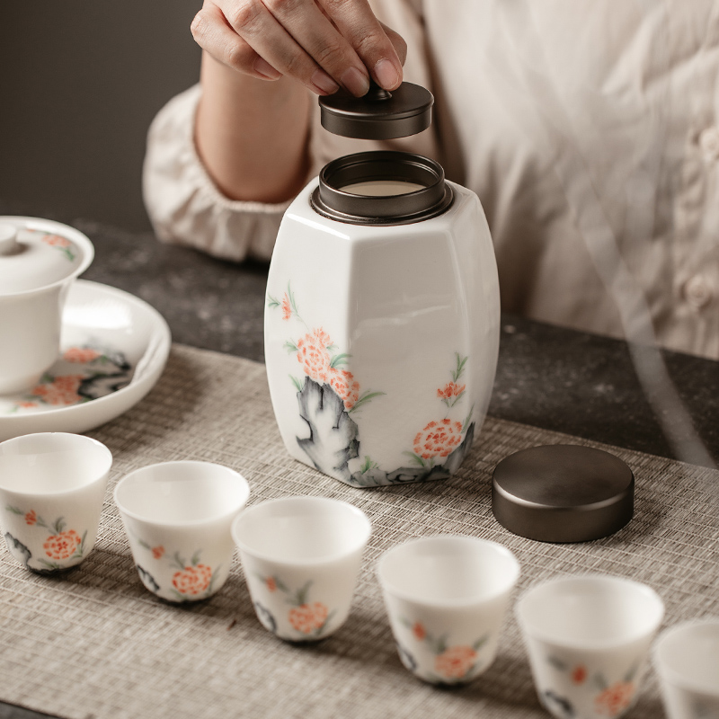 The Self - "appropriate content of jingdezhen hand - made caddy fixings Chinese seal pot receives Japanese tea pot ceramics