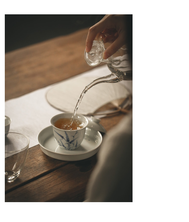 Japanese style restoring ancient ways, green tureen tea mercifully only three bowl of jingdezhen blue and white porcelain of pure manual small blue and white porcelain