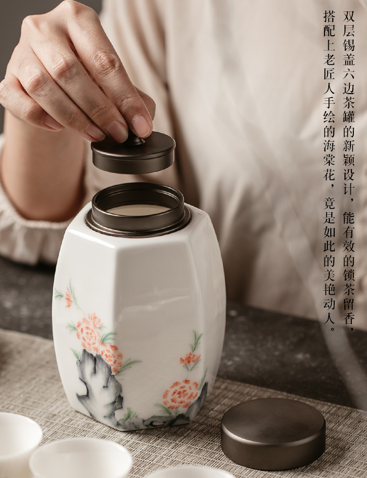 The Self - "appropriate content of jingdezhen hand - made caddy fixings Chinese seal pot receives Japanese tea pot ceramics