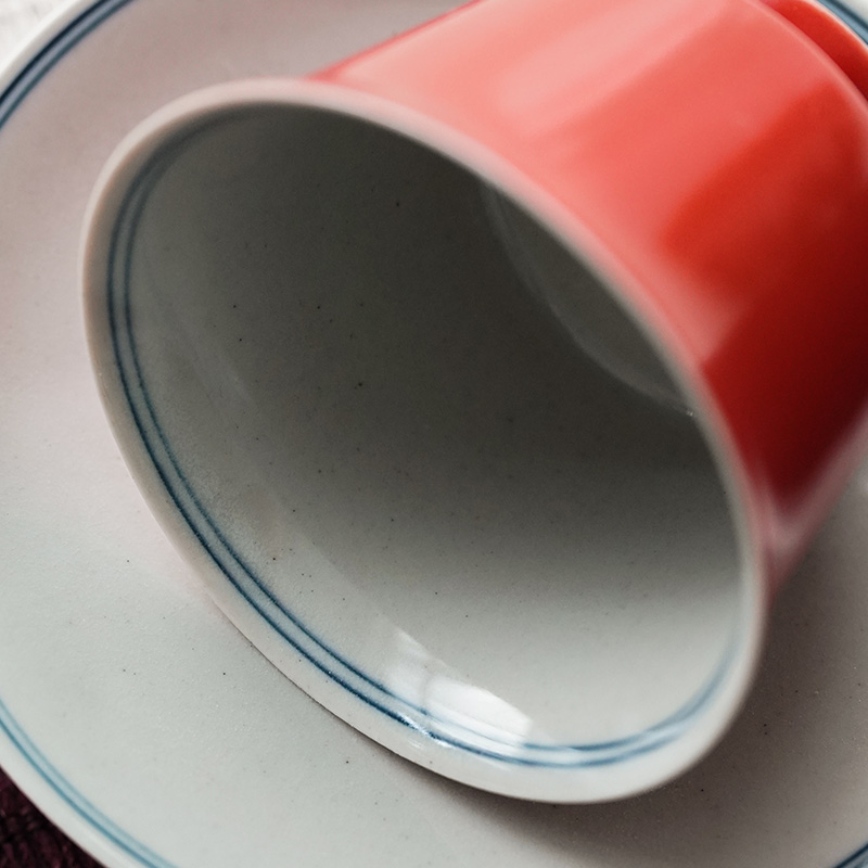 Jingdezhen ceramic small cup sample tea cup coral red kung fu masters cup kunfu tea cups a single cup mat