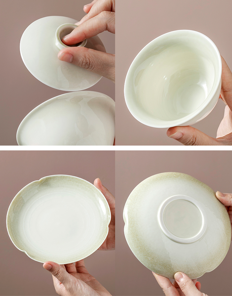 The Self - "appropriate plant ash content manually jingdezhen tureen cup bowl three single GaiWanCha kung fu tea set