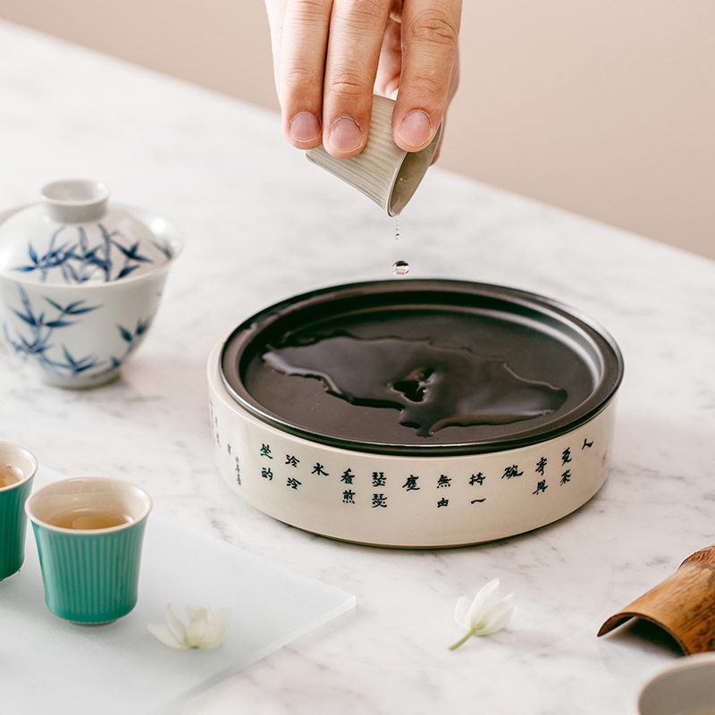 The Self - "appropriate content hand - made poetry manual dry water tea tray was jingdezhen domestic Japanese tea zen tray