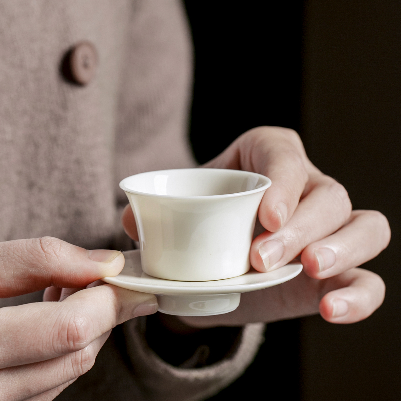 The Self - "appropriate content apricot white ceramic masters cup kung fu tea cups suit small sample tea cup white porcelain jade porcelain of jingdezhen