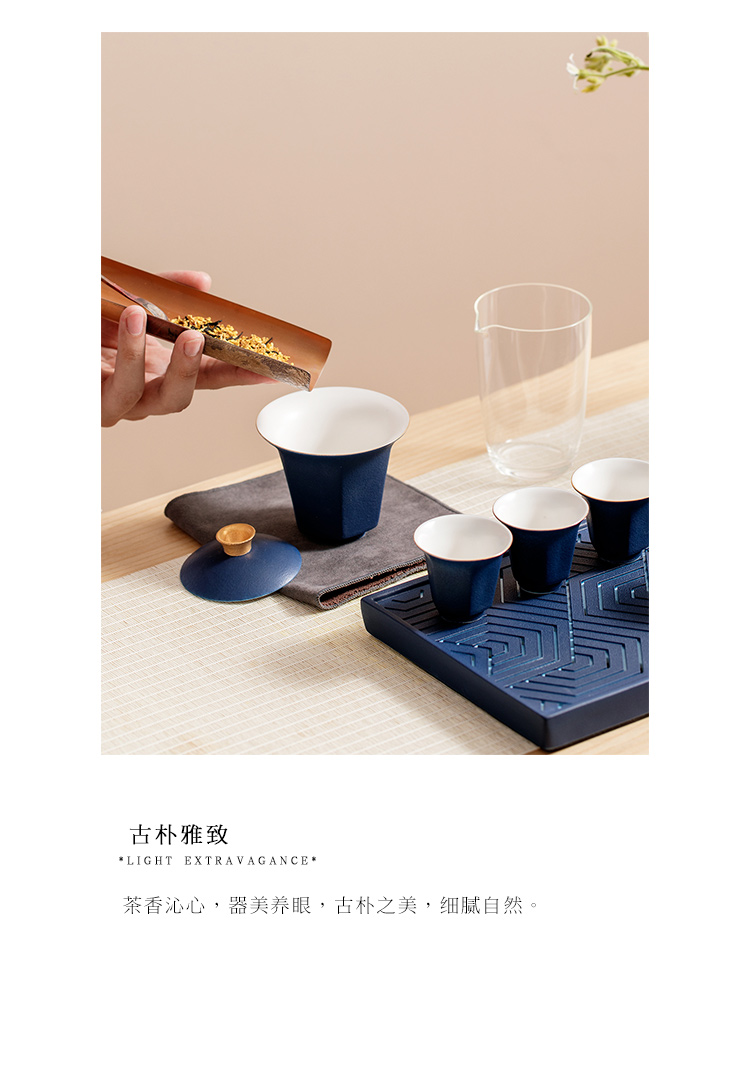 The Self - "appropriate content sapphire blue jingdezhen tureen single bowl tea cup manually restore ancient ways kung fu tea set