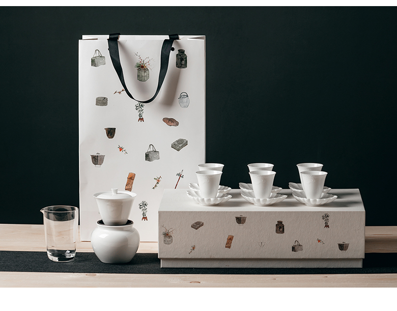 The Self - "appropriate physical inverse white jade porcelain tureen single CPU use white porcelain contracted Japanese tea kungfu tea set by hand