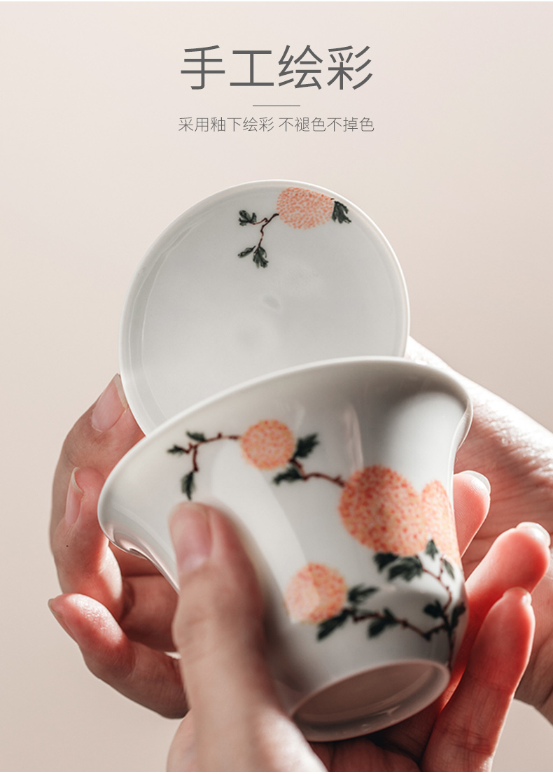 The Self - "sees appropriate content of jingdezhen manual hand - made tureen single CPU use Japanese white porcelain GaiWanCha cups