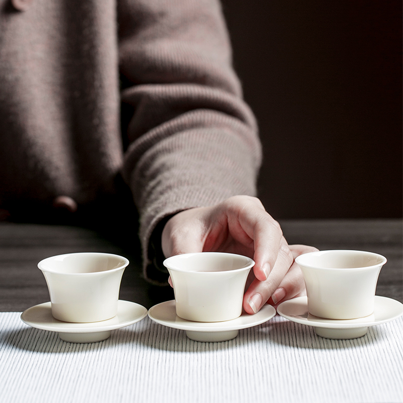 The Self - "appropriate content apricot white ceramic masters cup kung fu tea cups suit small sample tea cup white porcelain jade porcelain of jingdezhen