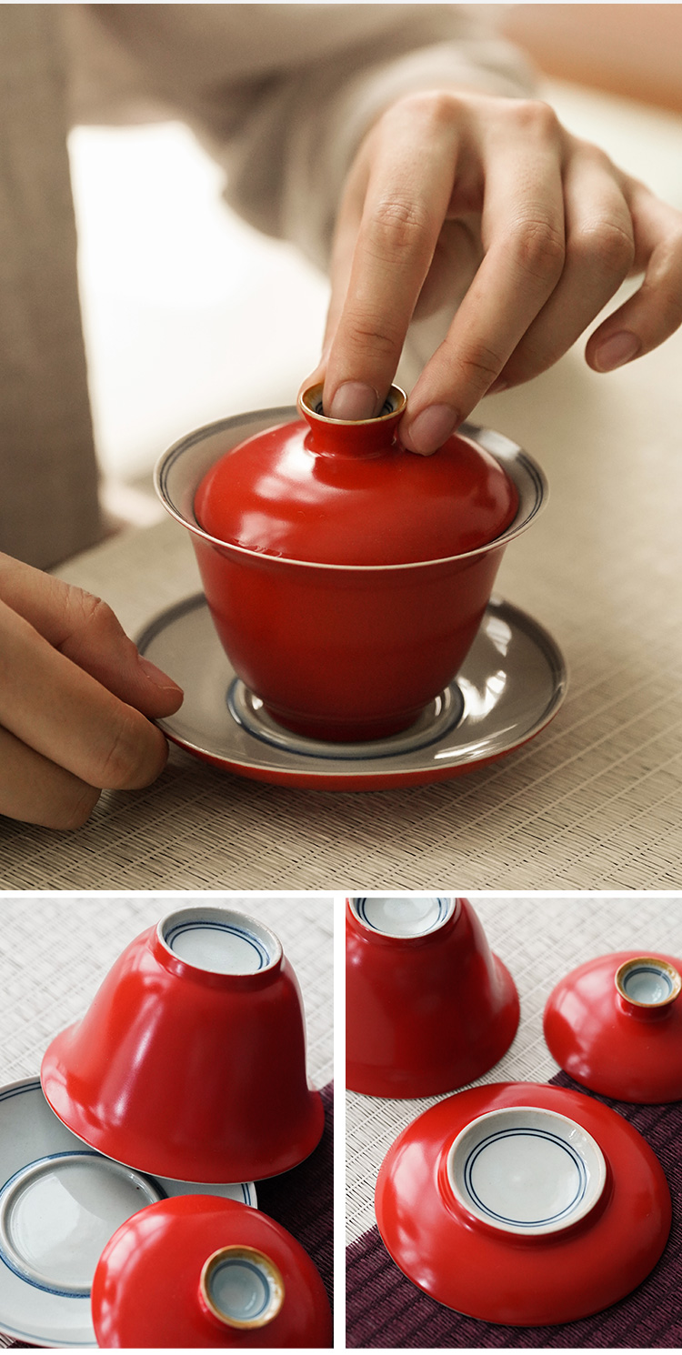 Jingdezhen only three tureen bowl suit white porcelain cups a single tea set large GaiWanCha ceramic cup tea cup
