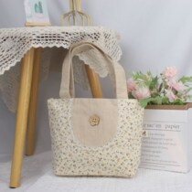 Japanese pastoral style canvas bag small fresh floral handbag student canvas bag