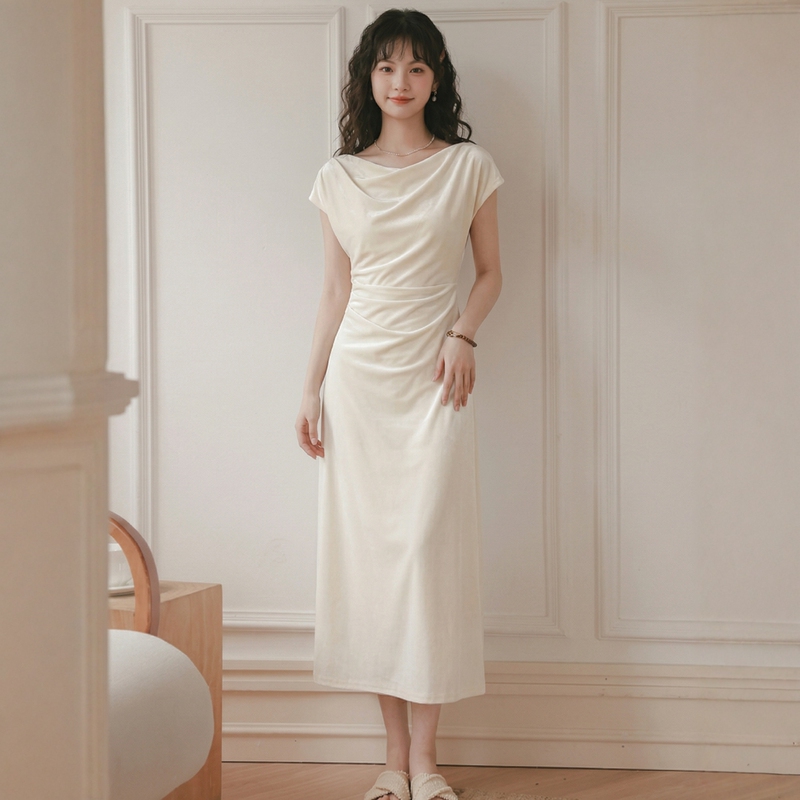 Lavuo Sister's French-Style High-End Elegant Dress for Women, 2026 Summer New Model, Waist-Cinching, Slimming, Intellectual, Simple Long Dress
