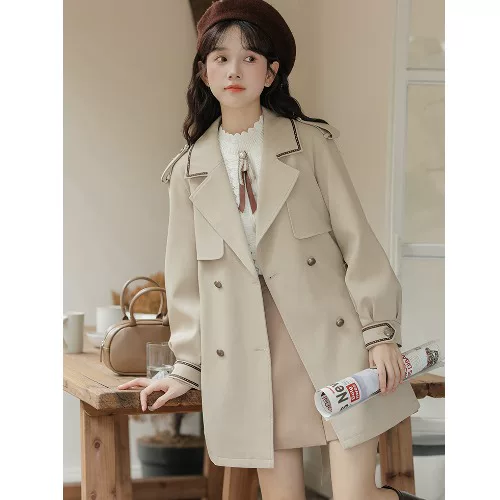 Осеннее trench coat, куртка, корейский стиль, для подростков, британский стиль