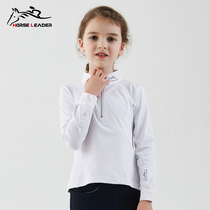 Childrens equestrian clothing long sleeve T-shirt breathable quick-drying equestrian training stand collar top female leisure equestrian equipment men