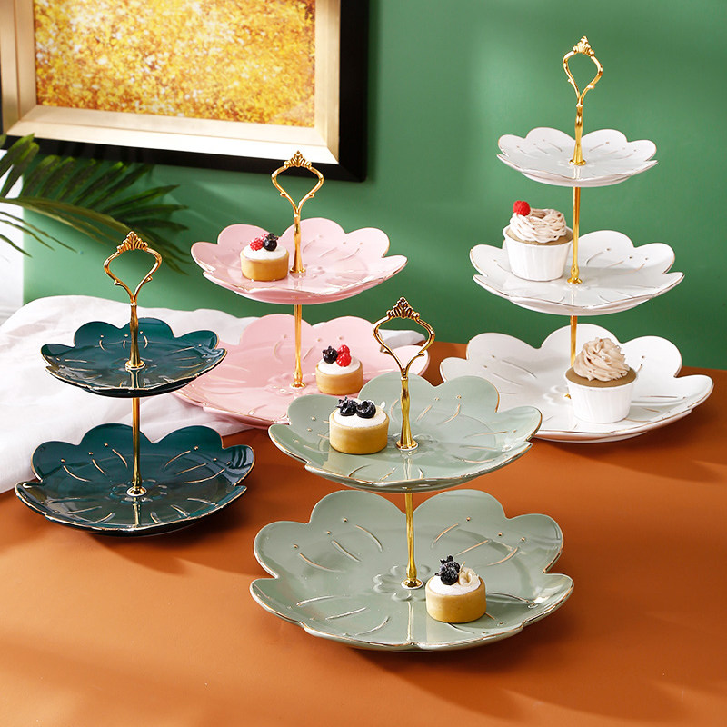 Ceramic Fruit Pan Light Lavish Creativity Front Desk Candy Pan Home Living Room Refreshment Snack Fruit Pan Dessert Table Cake Rack