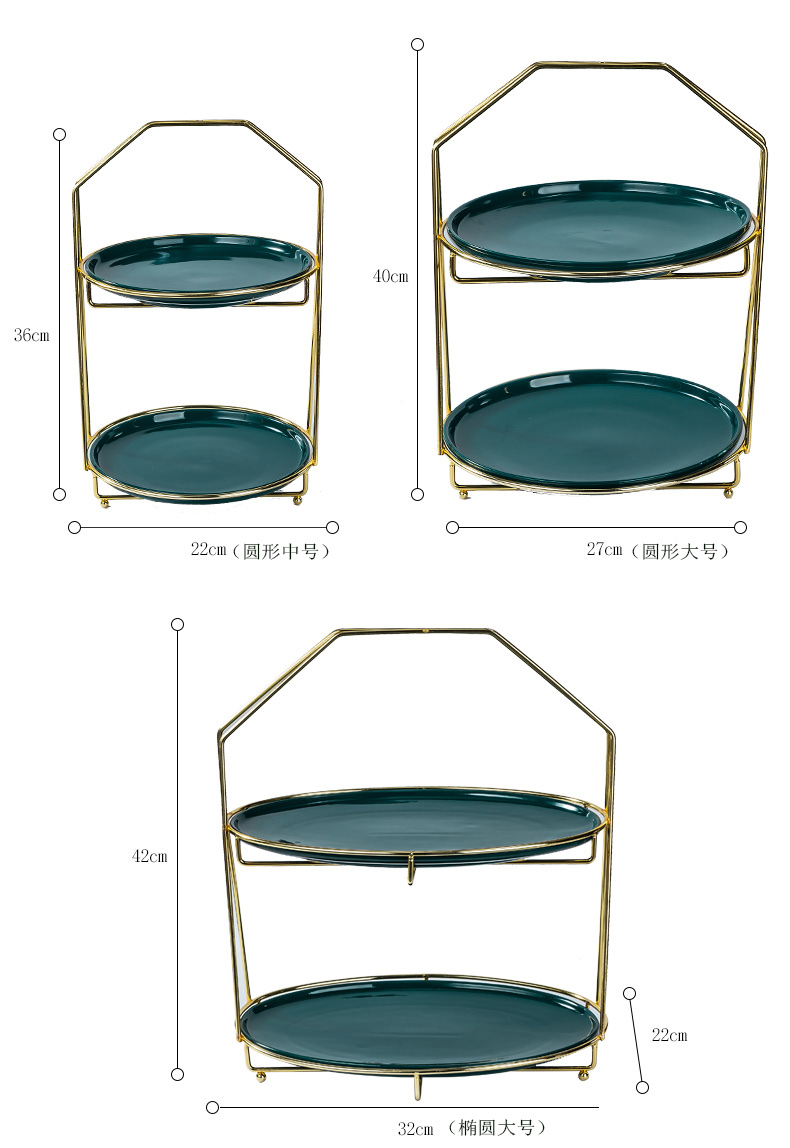 Ceramic fruit bowl Europe type double snack plate cake multi - layer cake display creative candy tray was sitting room