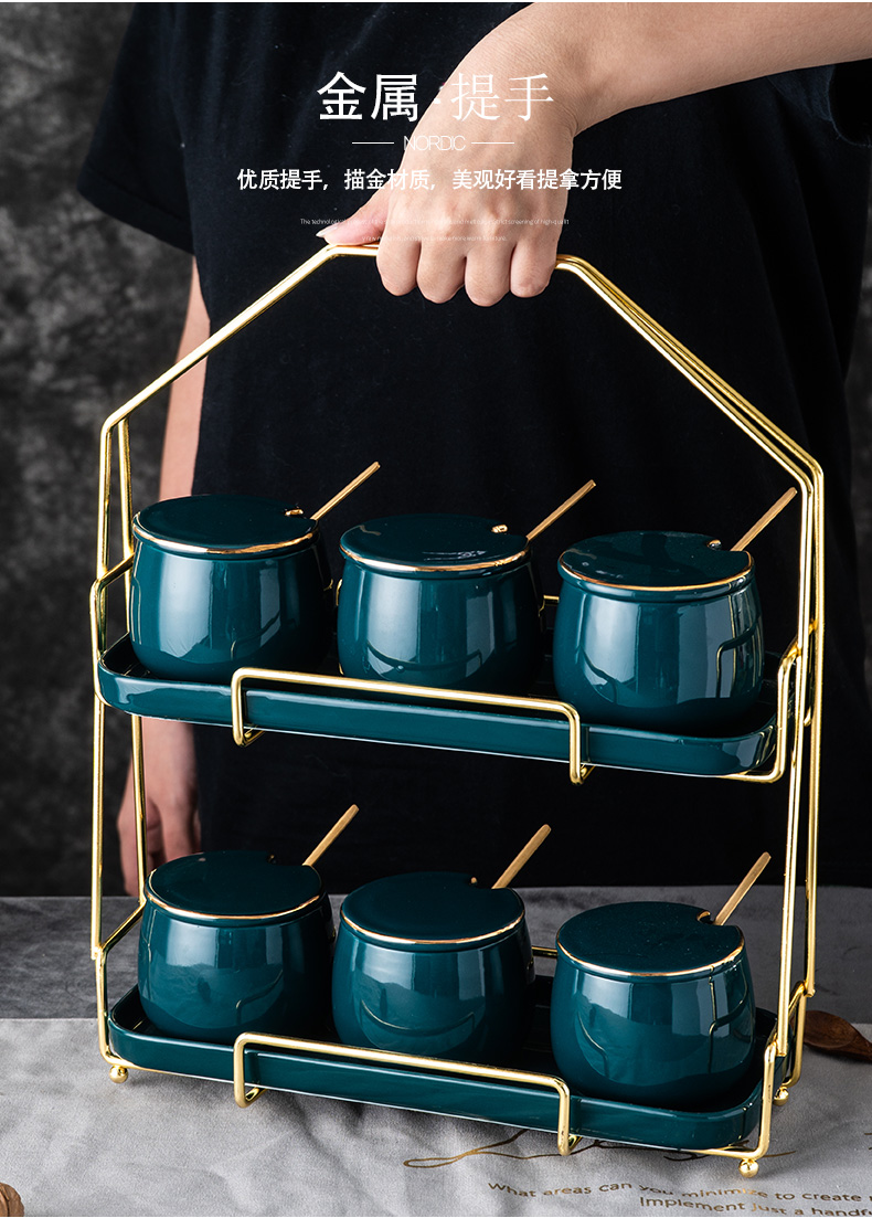 Nordic light key-2 luxury green up phnom penh ceramic salt sauce condiment jar of caster sugar 4 times the kitchen shelf suits for