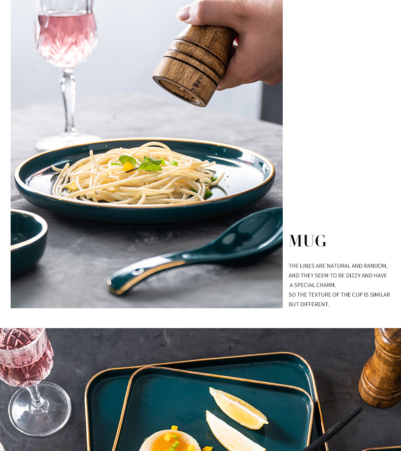 Light much wind dishes suit household contracted for four Nordic retro up phnom penh 6 people creative ceramic plate tableware chopsticks combination