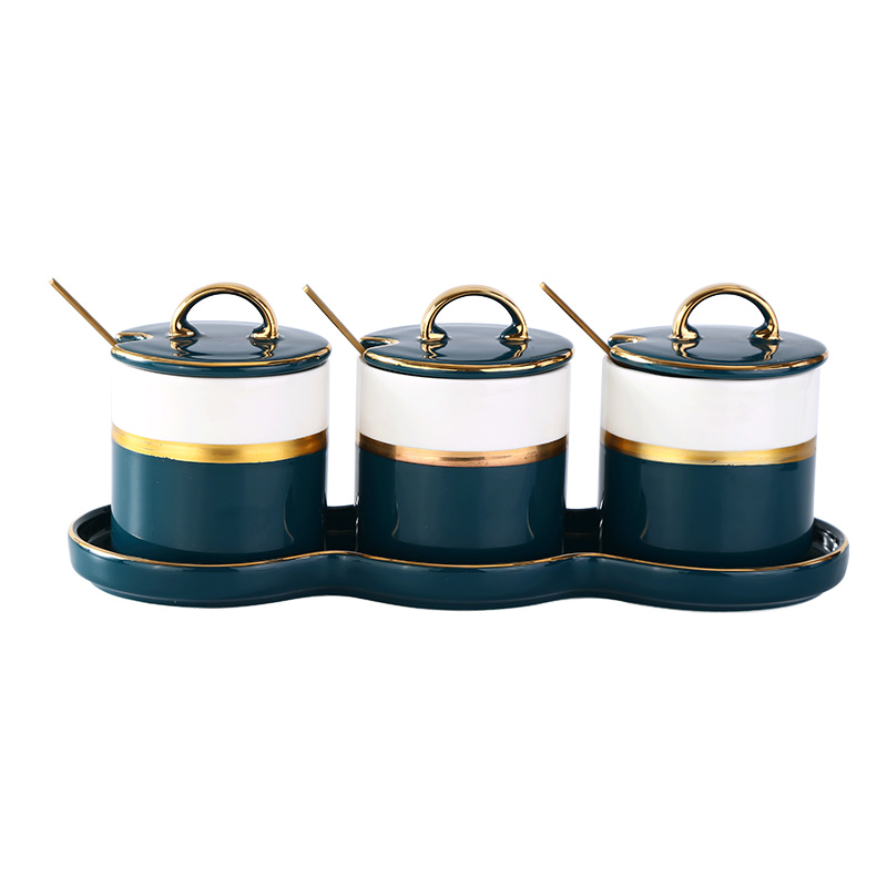 Japanese light much seasoning box flavor pot three - piece suit household combined with ceramics seasoning bottles kitchen supplies