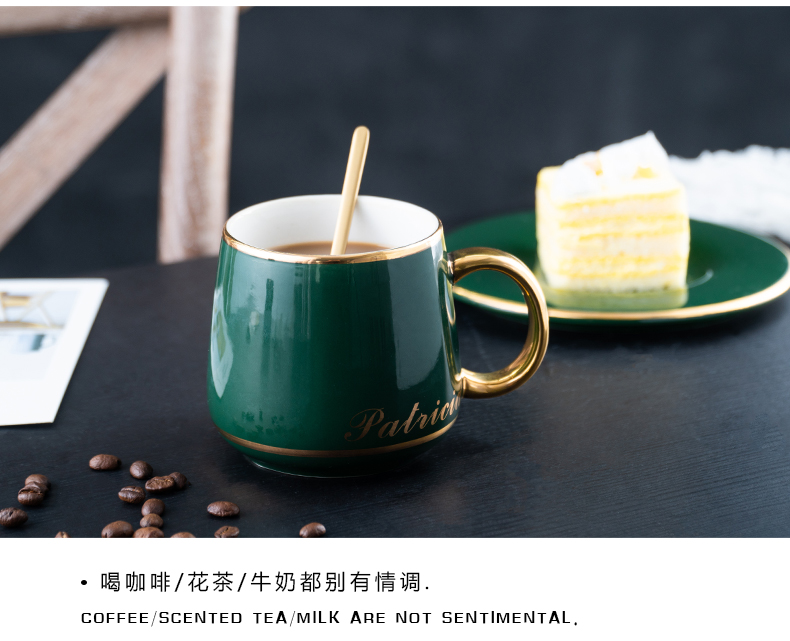 Ceramic coffee cup creative European - style coffee cups and saucers suit household contracted camellia tea cup with a spoon, gift box in the afternoon