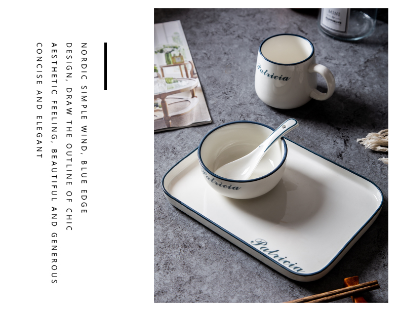 The Nordic ins one single home eat food tableware chopsticks sets job ceramic Japanese dishes simple dishes