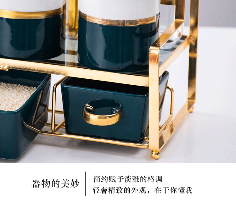 BaiSiLin seasoning sauce pot double suit household ceramics monosodium glutamate seasoning box box oil salt shaker combination