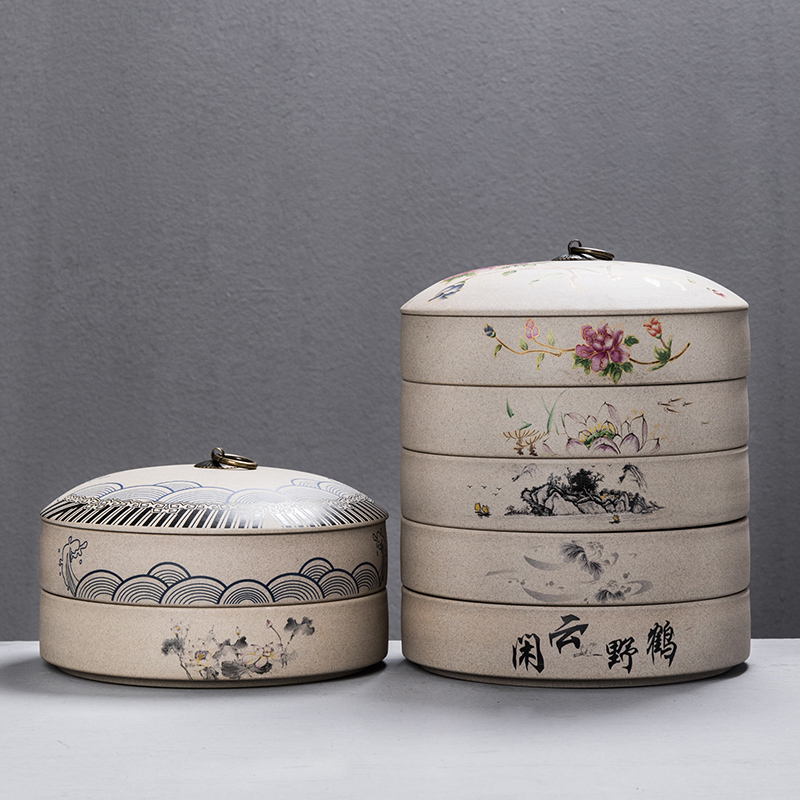 Puer tea cake tea pot ceramic seal tank storage POTS receive a case size and white tea box of household