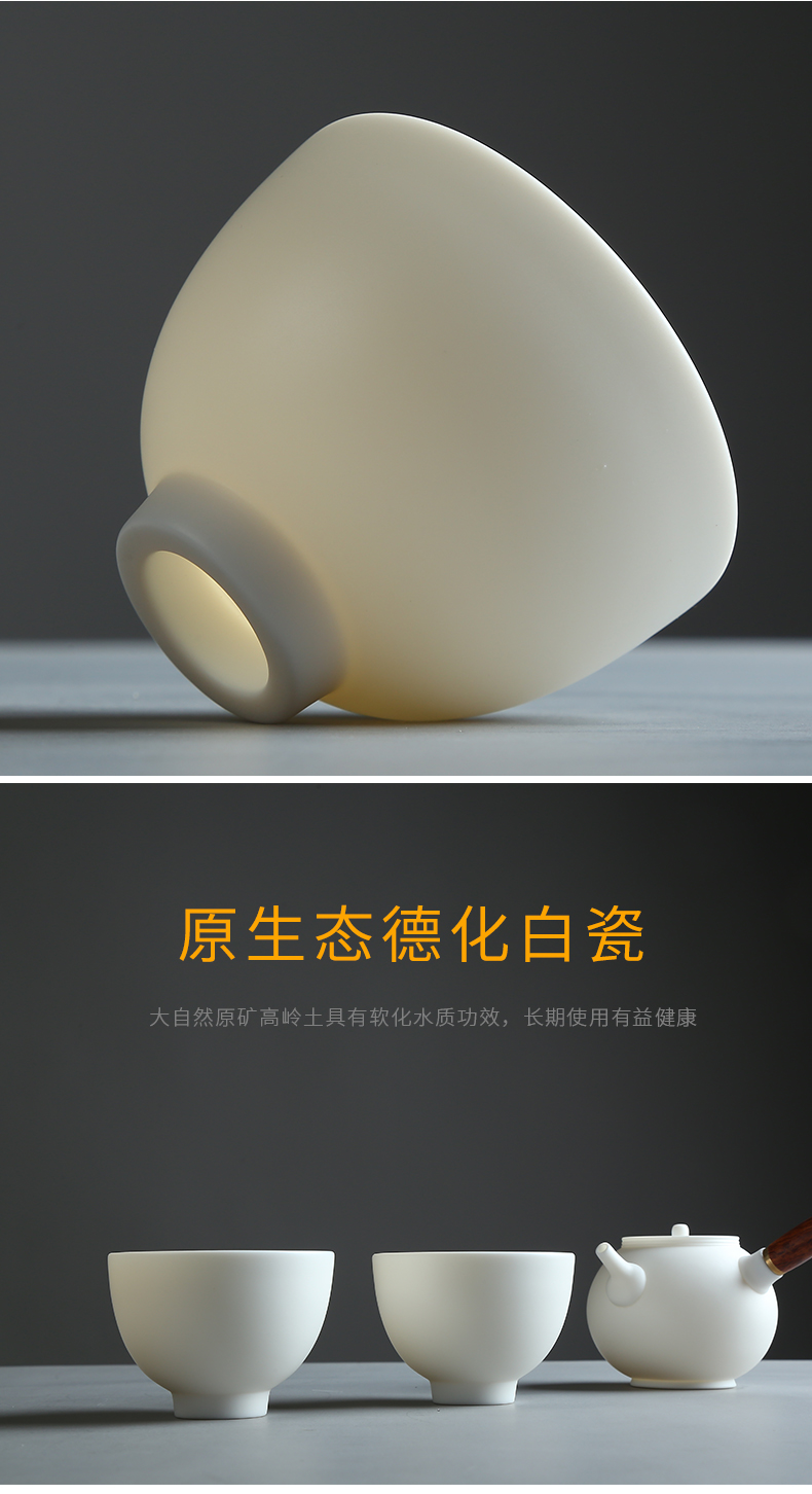 Dehua white porcelain biscuit firing without glaze 】 【 suet jade kung fu tea cups hat cup single ceramic tea cup master CPU