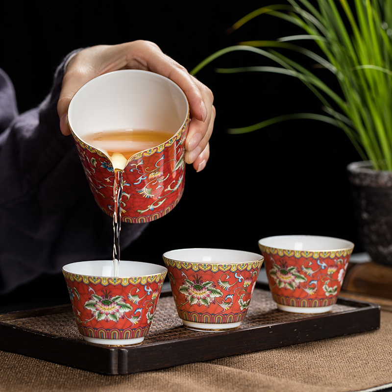 Colored enamel tea set suit small household set of ceramic kung fu tea set contracted and I sitting room of a complete set of tea tea