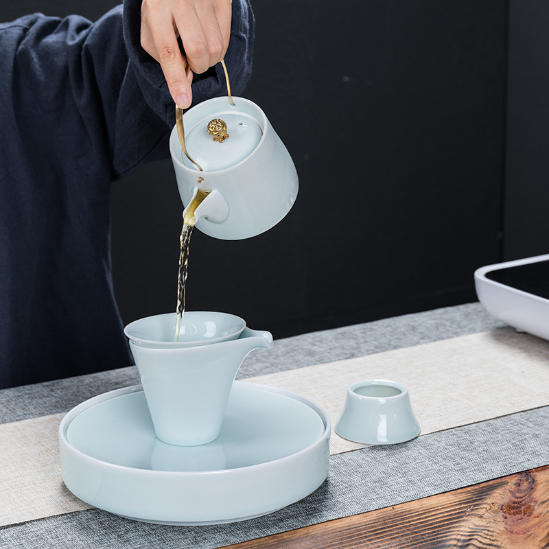 Treasure minister 's ceramic teapot white porcelain beauty pot of kung fu tea set home little teapot with filter single pot