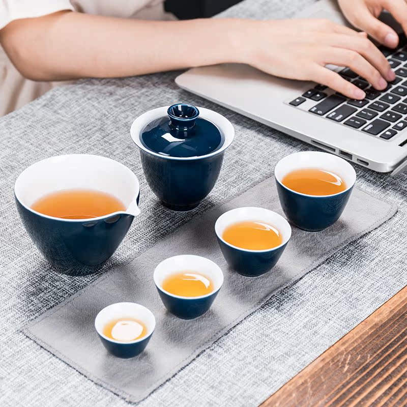 Treasure minister 's travel ceramic tea set suit portable package outdoors travel tureen crack cup a pot of two or three cups