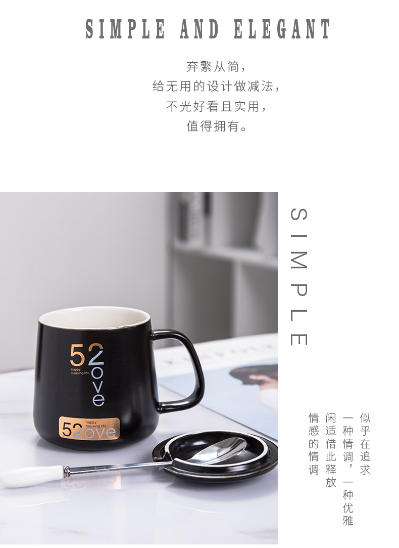 Cup of creative move trend ceramic keller with spoon, coffee Cup Cup men 's and women' s custom LOGO