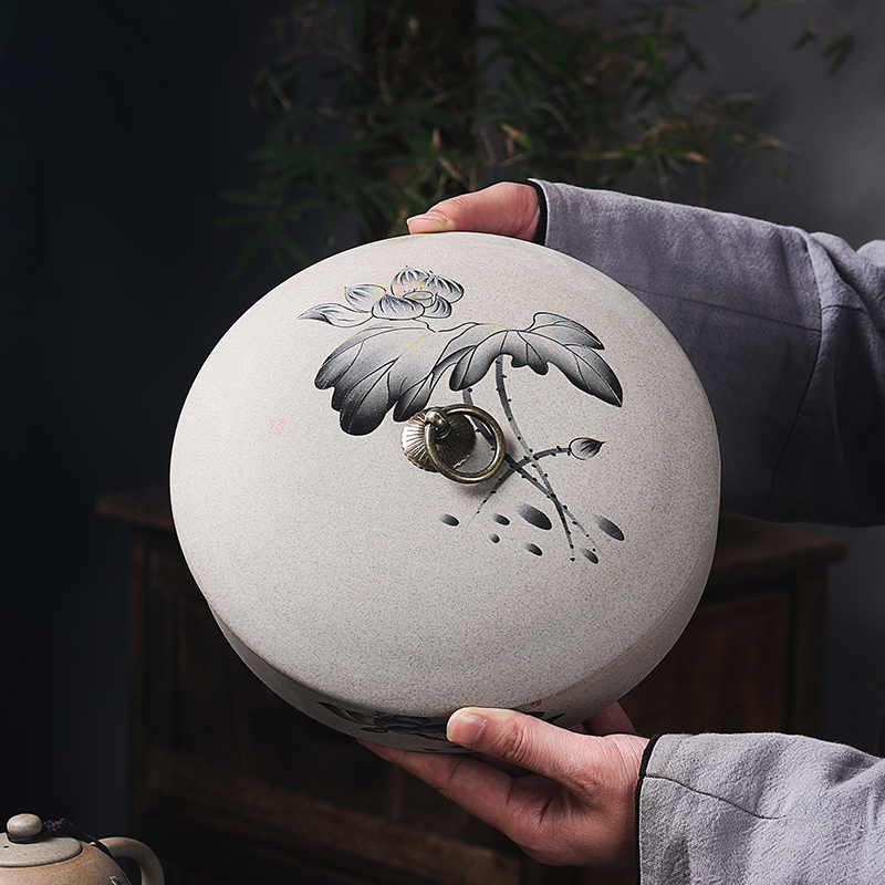 Puer tea cake tea pot ceramic seal tank storage POTS receive a case size and white tea box of household