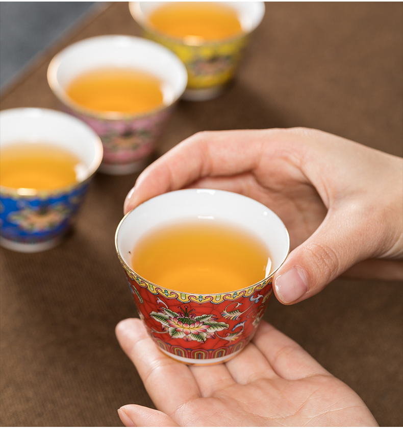 Colored enamel tea set suit small household set of ceramic kung fu tea set contracted and I sitting room of a complete set of tea tea