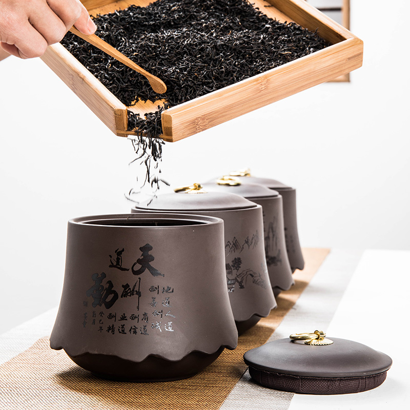 Treasure minister 's purple sand tea pot, coarse pottery seal storage tank ceramics pu' er tea accessories