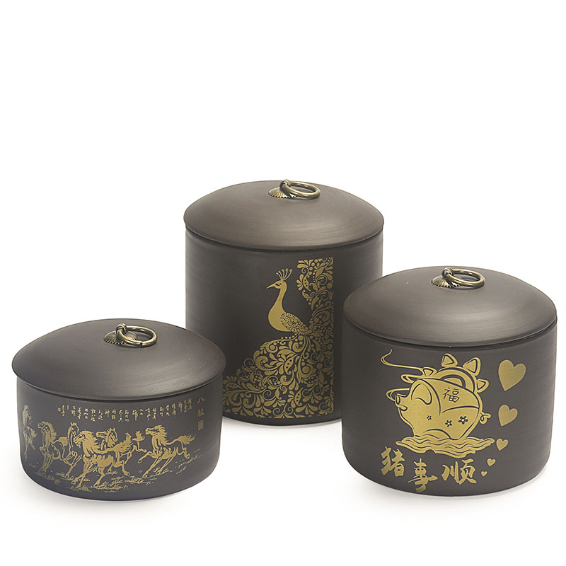Treasure minister 's purple sand tea pot, coarse pottery seal storage tank ceramics pu' er tea accessories