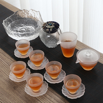 Nian Cheng lead-free glass tea set single cup gold cover Bowl Road Cup simple household Kung Fu Small set