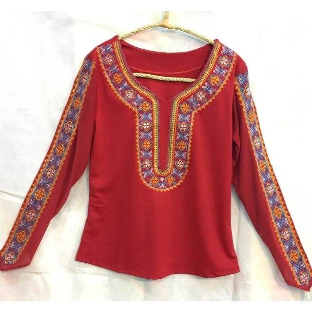 Xinjiang Dance Performance Costume Rehearsals for blouses The blouse of the Wueru ethnic group stage performance with long sleeves practice and women 's