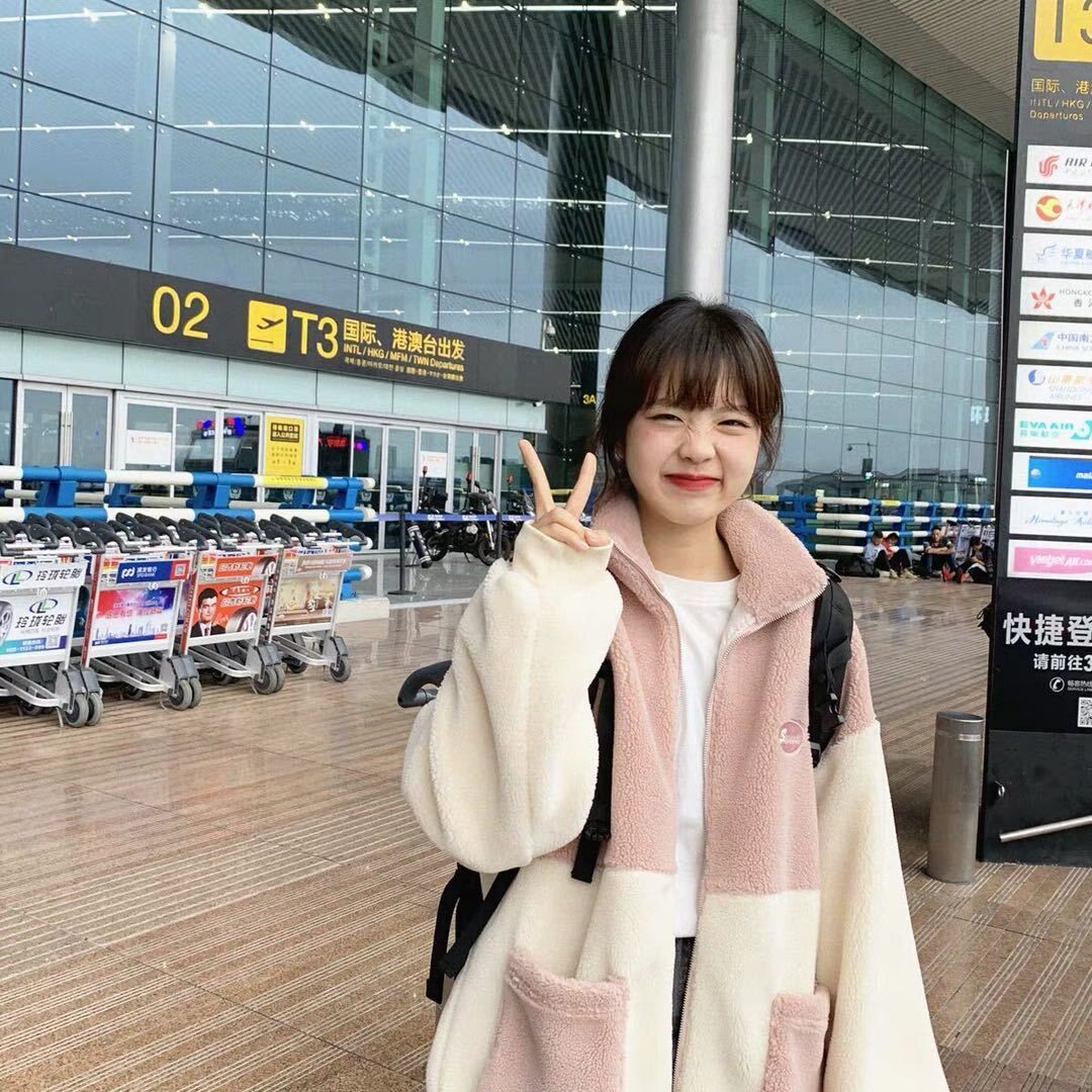 Autumn and winter 2020 new color-blocking thick imitation lamb wool stand-up collar plus velvet thickening warm college Korean jacket women