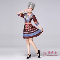 Dong costume female Guizhou new Dong adult ethnic minority performance suit Miao dance costume pleated skirt spring