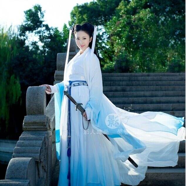 Hanfu Wei Jinfeng Broad Sleeve Streaming Fairy Dress Cos Flowers Flowers one thousand Bones Little Dragon Lady Superfairy Ancient Clothing China Wind