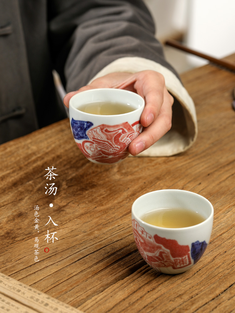 Pure manual kung fu master cup sample tea cup single CPU jingdezhen hand - made ceramic cups archaize tea tea set. A single