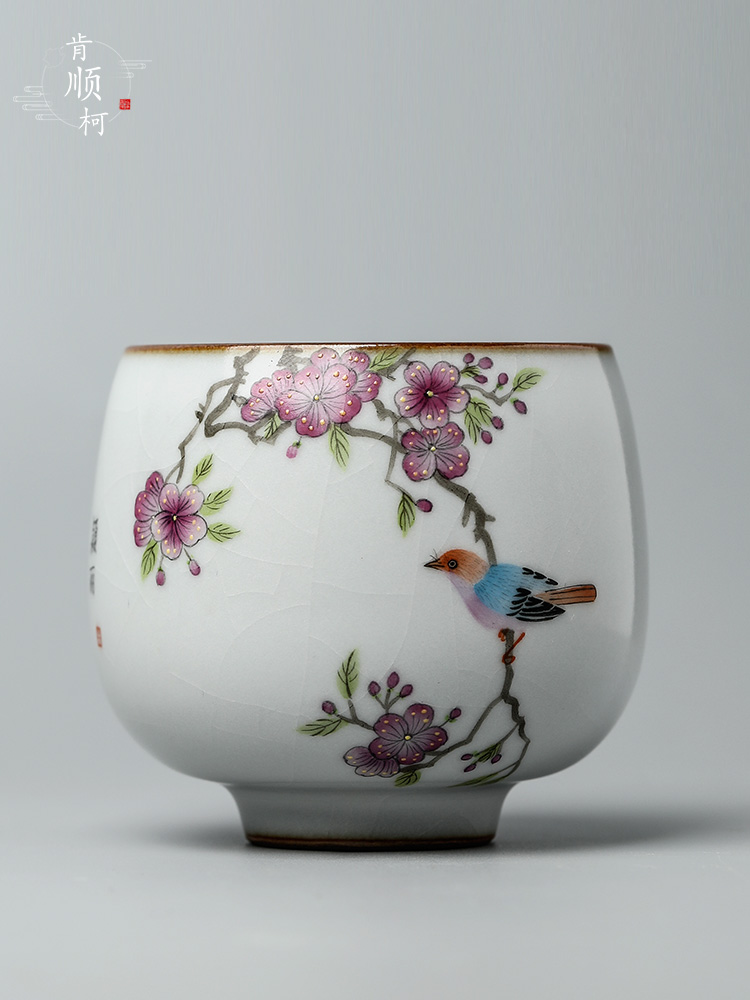 Your up kung fu master cup single cup pure manual jingdezhen ceramic cups sample tea cup tea set single hand draw flowers and birds