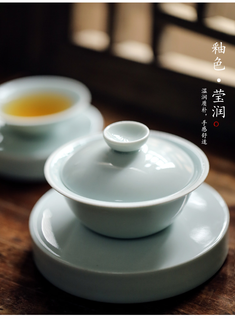 Jingdezhen three tureen ceramic cups kung fu bowl is only a single hot large checking tea tea set