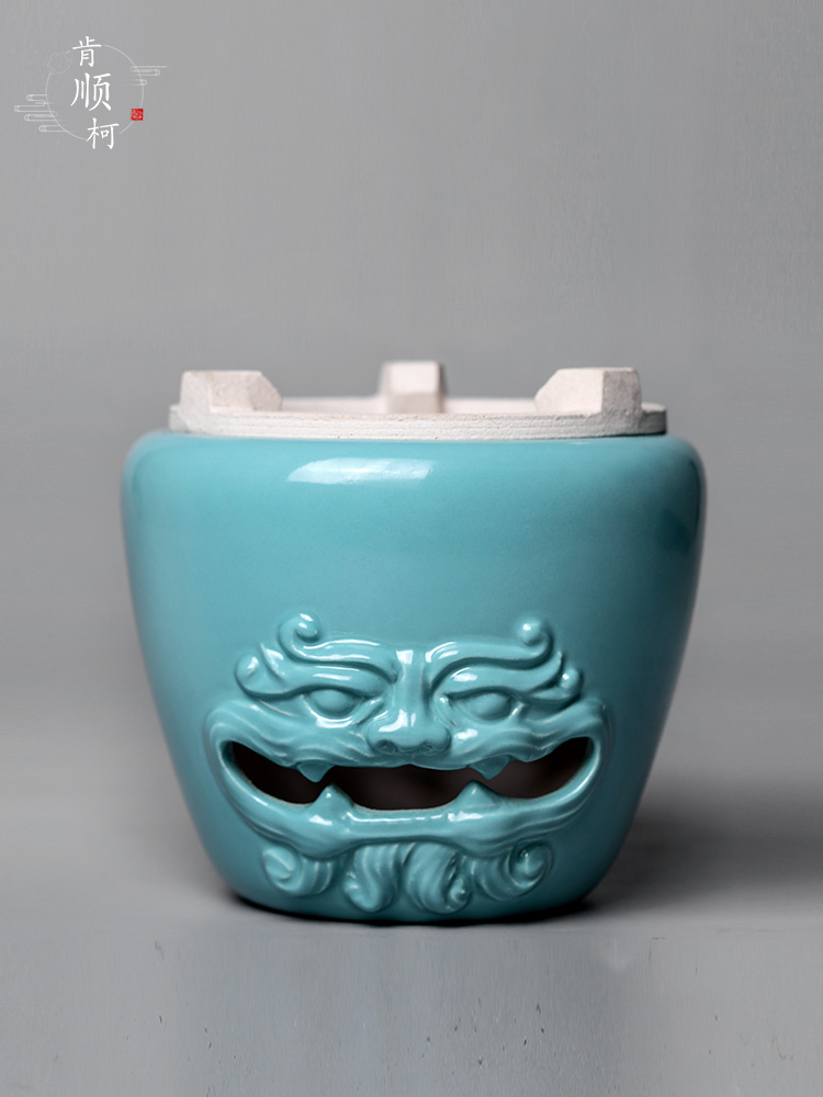 Ken shun ke jingdezhen in true pure manual charcoal up stove to boil tea stove ceramic pine green glaze Chinese style household small tea stove