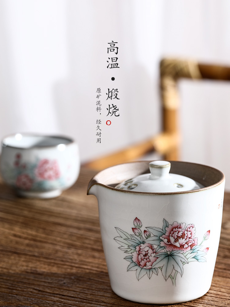 Kongfu tea hand grasp pot of pure manual your up tureen teapot jingdezhen hand - made peony hot tea getting out