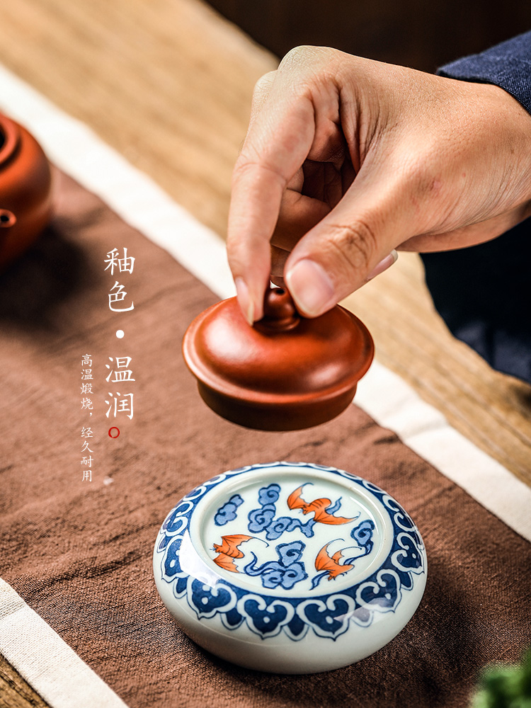 It blue cover rear cover bracket of jingdezhen ceramic hand - made bucket color pallet tea cups kung fu tea accessories