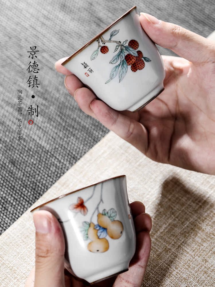 Hand your up jingdezhen tea master kung fu tea cup sample tea cup single cup of pure manual single ceramic cup