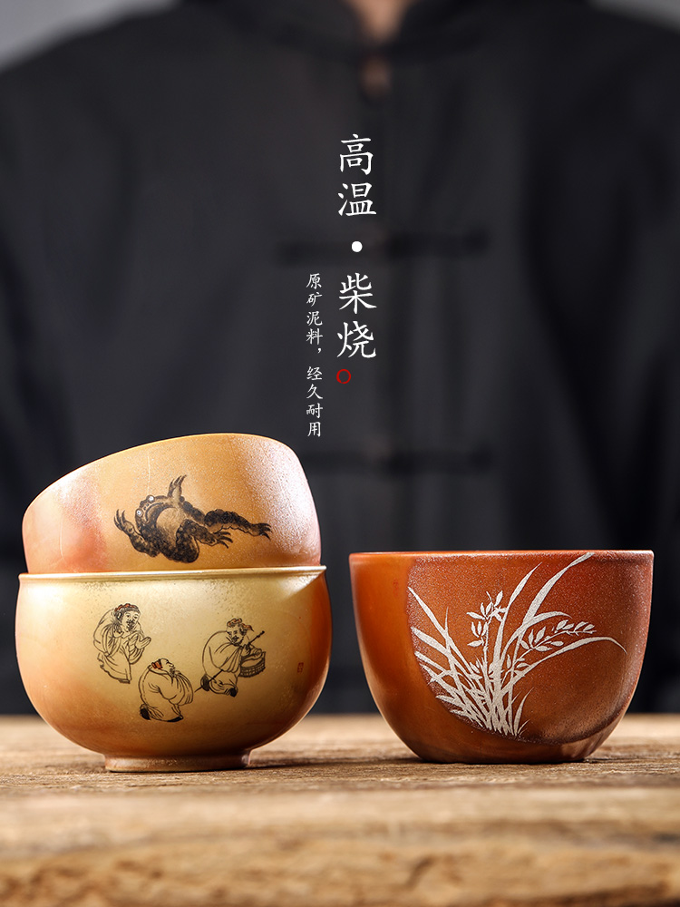 Pure manual firewood masters cup single CPU jingdezhen hand - made kung fu tea tea set ceramic sample tea cup bowl only