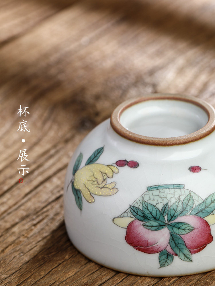 Jingdezhen pure manual master cup single CPU kung fu tea set sample tea cup only ceramic hand - made peach slice open cups