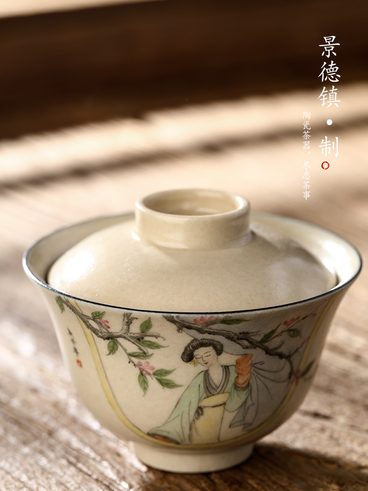 Kombucha tea tureen single jingdezhen tea ware hand - made character pure manual hand grasp tea bowl of hot tea cups