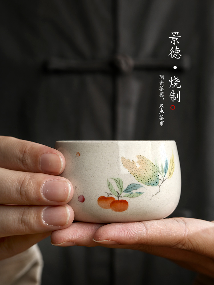 Jingdezhen plant ash glaze masters cup kung fu tea set pure manual sample tea cup single CPU hand - made ceramic cups only